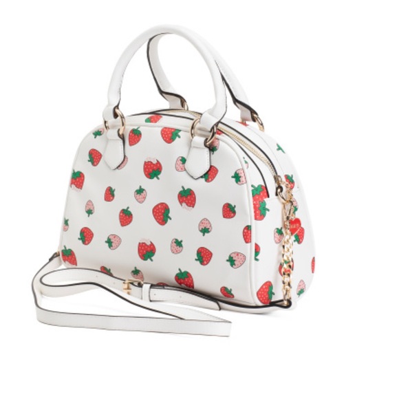 Juicy Couture White Strawberry Print Bowler Bag - Picture 7 of 7